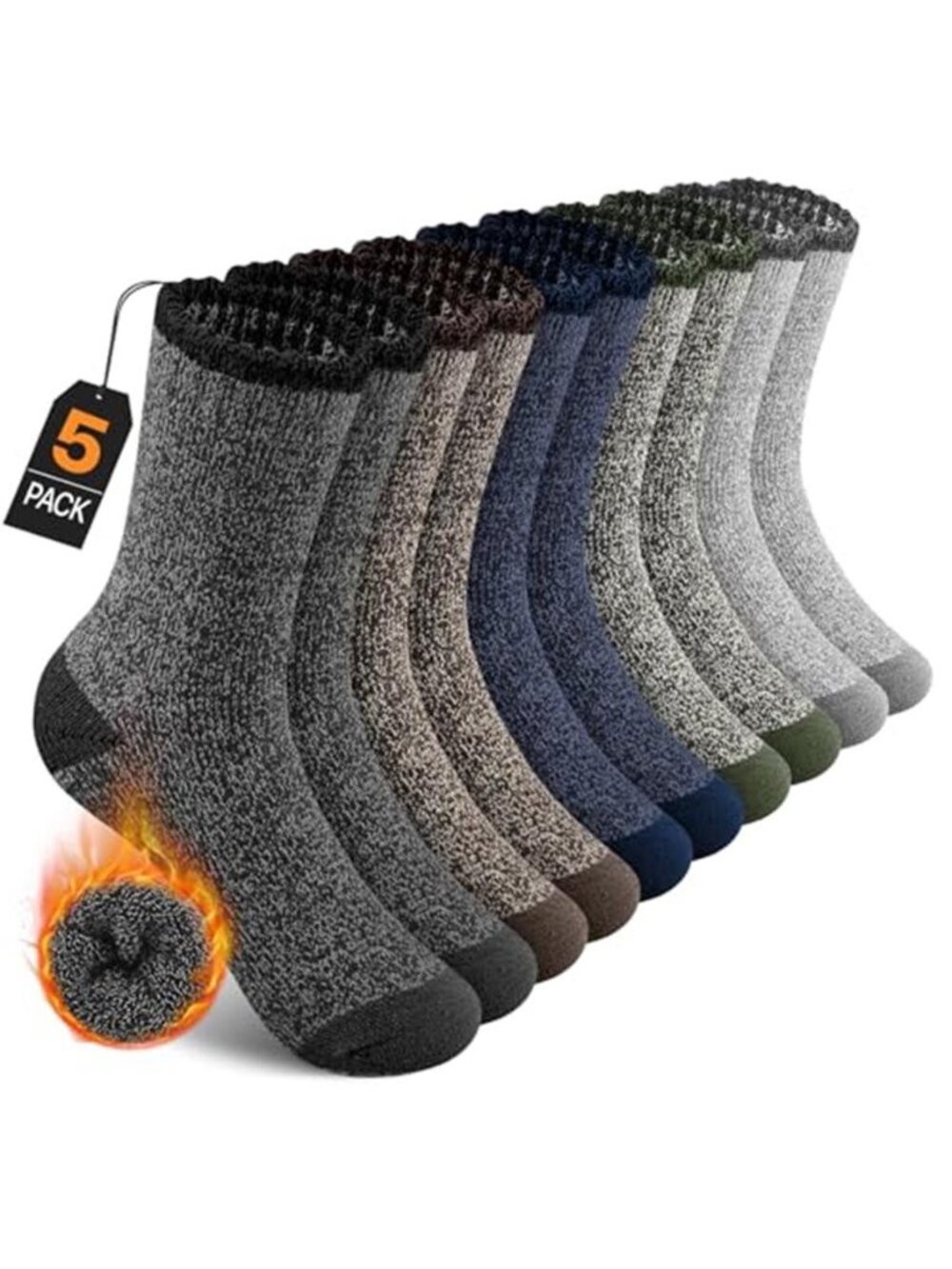 5 Pairs Men's Merino Wool Socks Thermal Wool Hiking Thick Socks